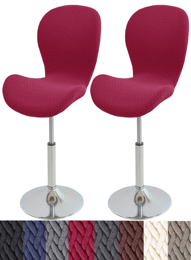 HFCNMY Stool Covers,Stretch Bar Stool Covers with Backs-Jacquard Barstool Seat Cover,Washable Barstool Cover Slipcovers with Elastic Bands (2PCS,Red) - Image 1